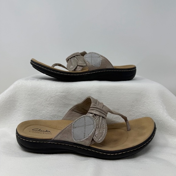 Clarks Collection Laurieann Rae Sandals Women’s Size 8M Taupe Metallic Comfort - Picture 8 of 15